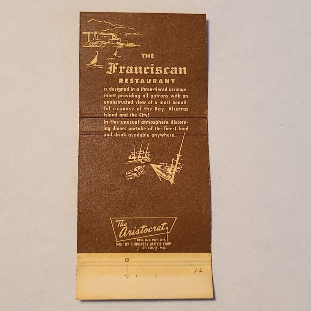 Vintage Matchbook Cover Franciscan Restaurant Fisherman’s Wharf San Francisco - Picture 5 of 5